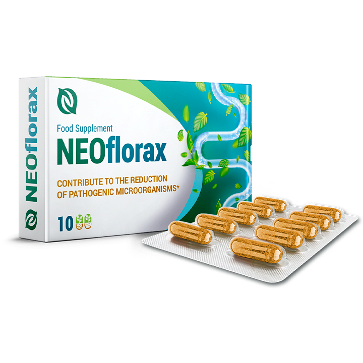 Cápsulas NEOflorax suplemento natural para reducir microorganismos patógenos